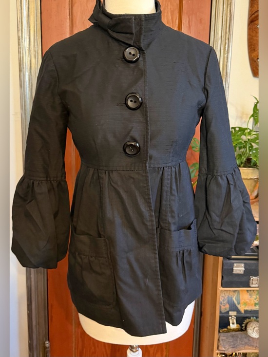 Nanette Lepore Jackets & Blazers - Nanette Leopore Black Lined Baby Doll Bowtie Balloon Sleeve Peplum Jacket Size 4